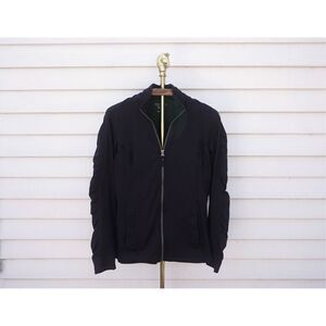 ExOfficio Black Ruffle Sleeve Zip Up Athletic Jacket